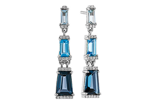 L275-13393: EARRINGS 2.55 BLUE TOPAZ 2.62 TGW